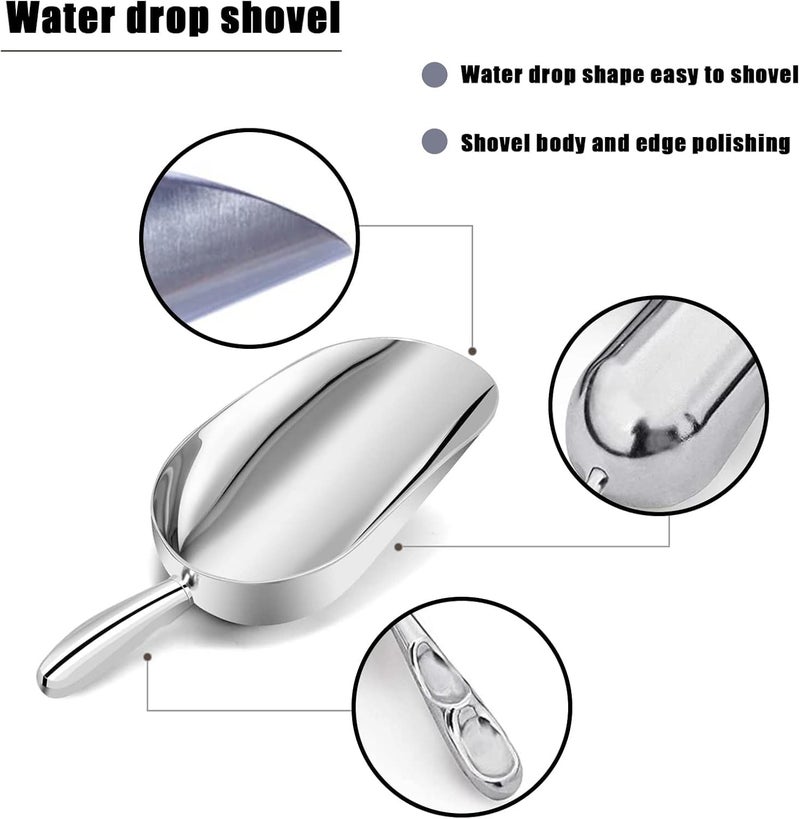 BAODELI AS-12 مجموعة من 2، 12 أونصة (أوقية) مغرفة ثلج بار، مغرفة حبوب جافة، مغرفة مواد جافة، مغرفة حلوى، مغرفة توابل، ألمنيوم مصبوب - Image 5